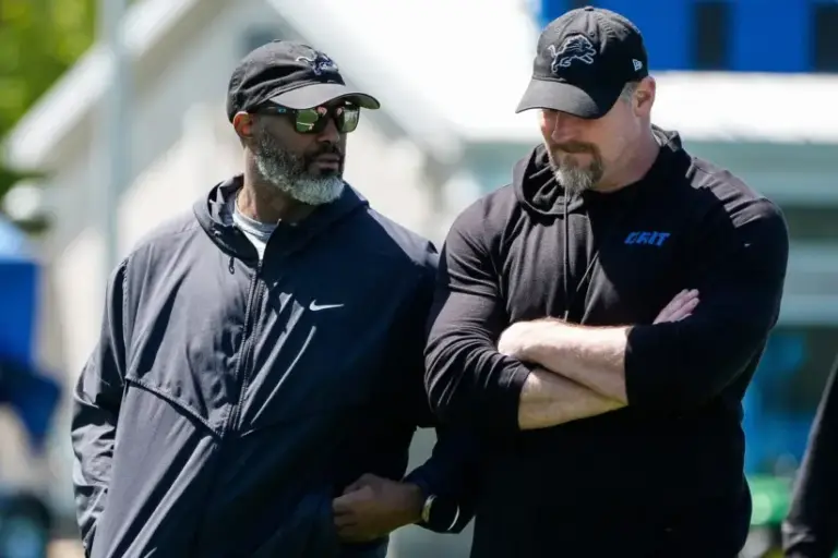 Detroit Lions Dan Campbell and Brad Holmes. Could Dan Orlovsky become the new OC?