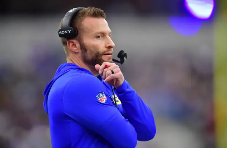 Rams head coach Sean McVay on the sideline vs. Cardinals at SoFi Stadium.