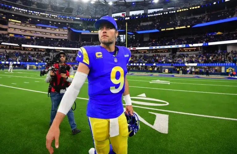 Los Angeles Rams and NFL All-Pro first team quarterback Matthew Stafford (9) leaves the field following a game against the Arizona Cardinals