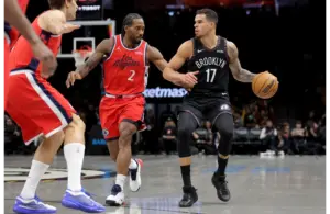 Nets forward Michael Porter Jr. dribbling the basketball vs Clippers