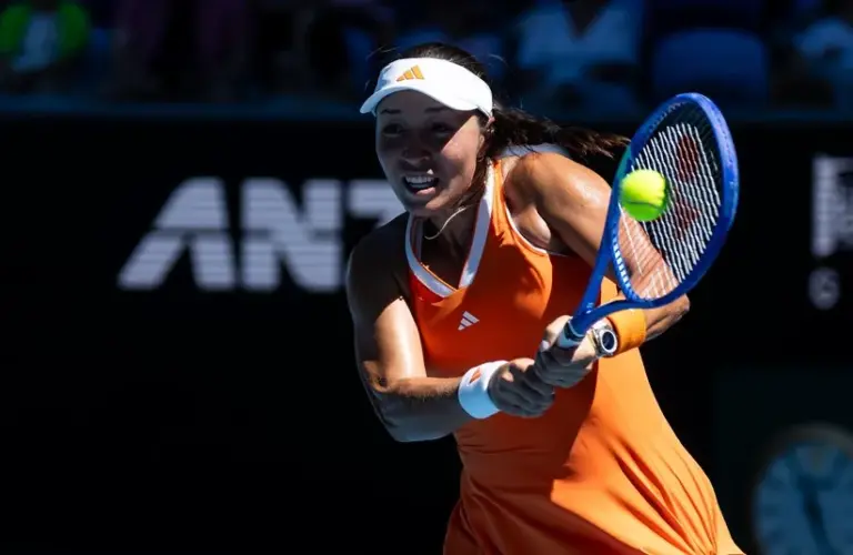 Jessica Pegula of United States in action against Oksana Selekhmeteva in the third round of the womenís singles at the Australian Open