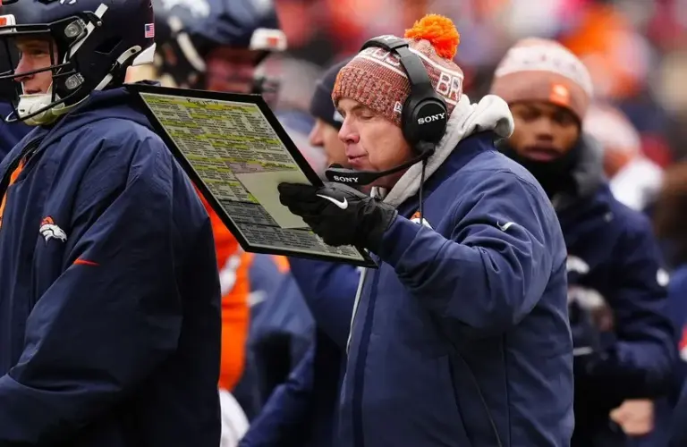 Denver Broncos head coach Sean Payton during the first half in the 2026 AFC Championship Game at Empower Field at Mile High.
