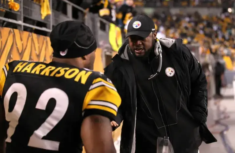 Mike Tomlin Talking To James Harrison