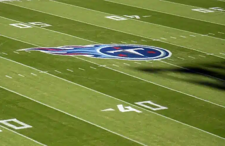 Tennessee Titans logo on the field.