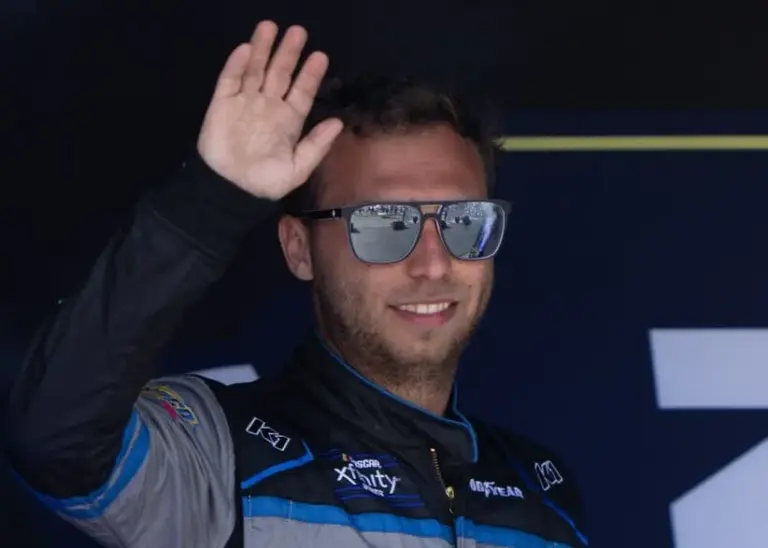 Jun 8, 2024; Sonoma, California, USA; NASCAR Xfinity Series driver Preston Pardus (50) waves at fans during the driver’s introductions before the start of the NASCAR Xfinity Sonoma 250 at Sonoma Raceway.