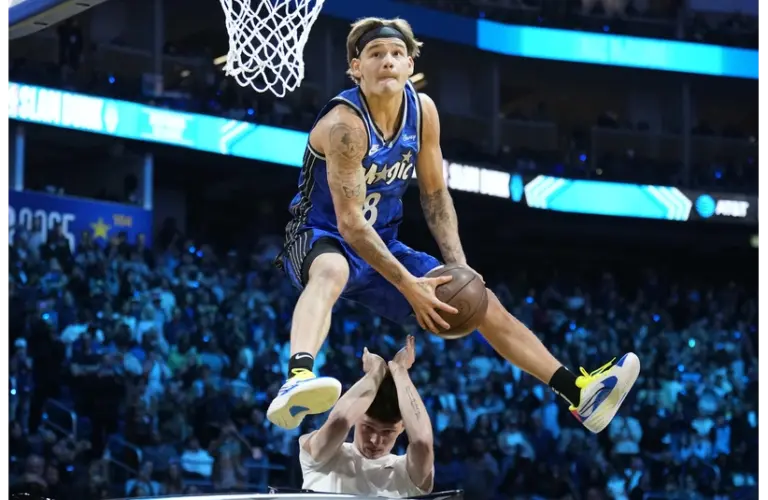 Mac McClung dunks over the Car in 2025 Slam Dunk Contest