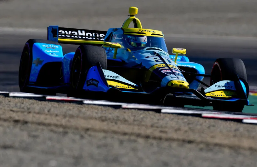 Ed Carpenter Racing driver Christian Rasmussen (21) during practice at WeatherTech Raceway Laguna Seca.