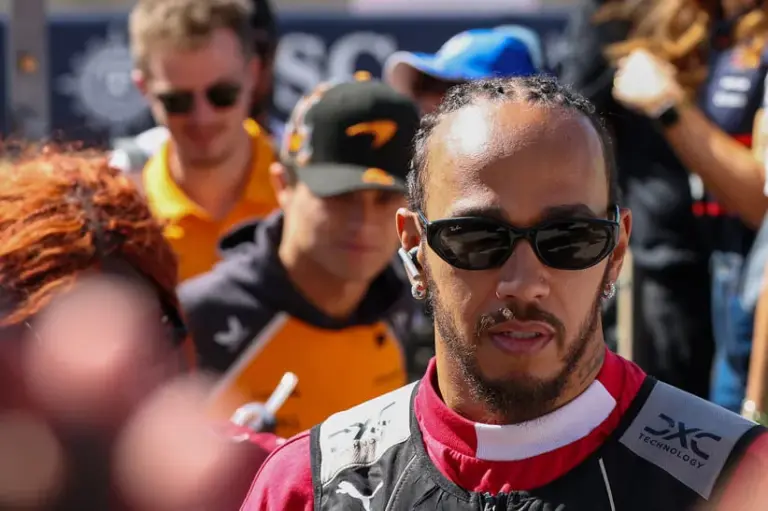 Oct 19, 2025; Austin, TX, USA; Scuderia Ferrari HP driver Lewis Hamilton (44) of Team Great Britain at the drivers’ parade at Circuit of The Americas Austin.