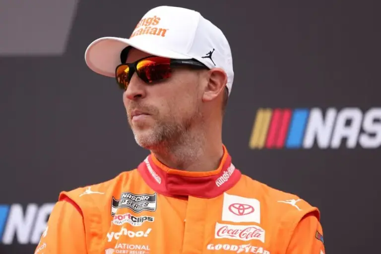 Oct 26, 2025; Martinsville, Virginia, USA; NASCAR Cup Series driver Denny Hamlin (11) before the Xfinity 500 at Martinsville Speedway.