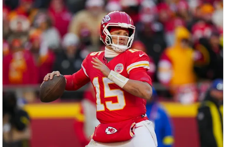 Patrick Mahomes throwing the football