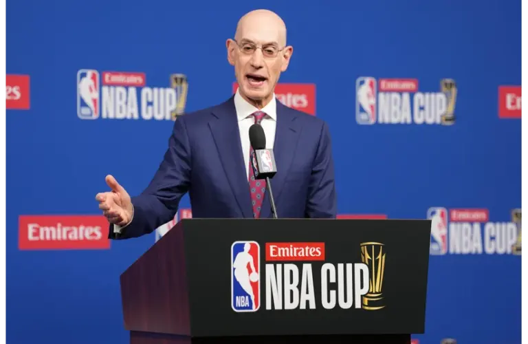 NBA commissioner Adam Silver speaks during press conference at the Emirates NBA Cup Final
