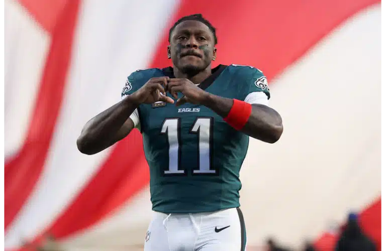 A.J. Brown comes out of the tunnel.