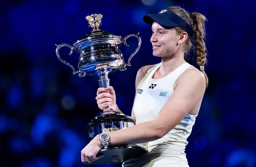 Rybakina with the Australian Open trophy