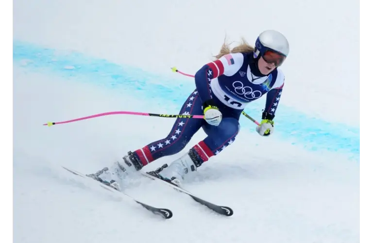 Lindsey Vonn during Friday's Training run in Cortina before Sunday's Final in the Downhill at the Winter Olympics