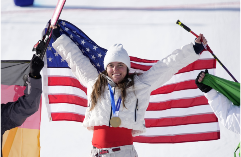 Breezy Johnson Celebrates Downhill Gold Medal at 2026 Winter Olympics
