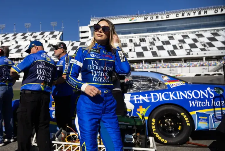 Freddie Kraft; Feb 14, 2026; Daytona Beach, Florida, USA; NASCAR O’Reilly Auto Parts Series driver Natalie Decker during qualifying for the United Rentals 300 at Daytona International Speedway.