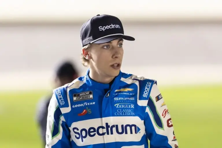 Petty; Feb 11, 2026; Daytona Beach, Florida, USA; NASCAR Cup Series driver Carson Hocevar (77) during qualifying for the Daytona 500 at Daytona International Speedway.