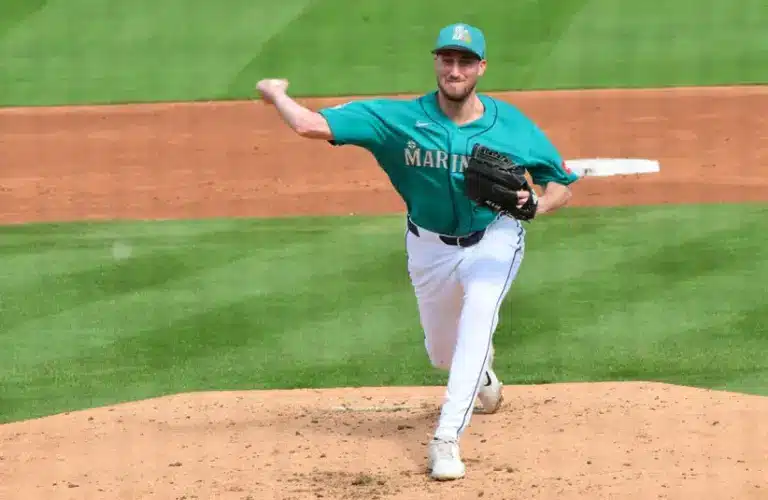 Seattle Mariners pitcher durng a spring game 2026.