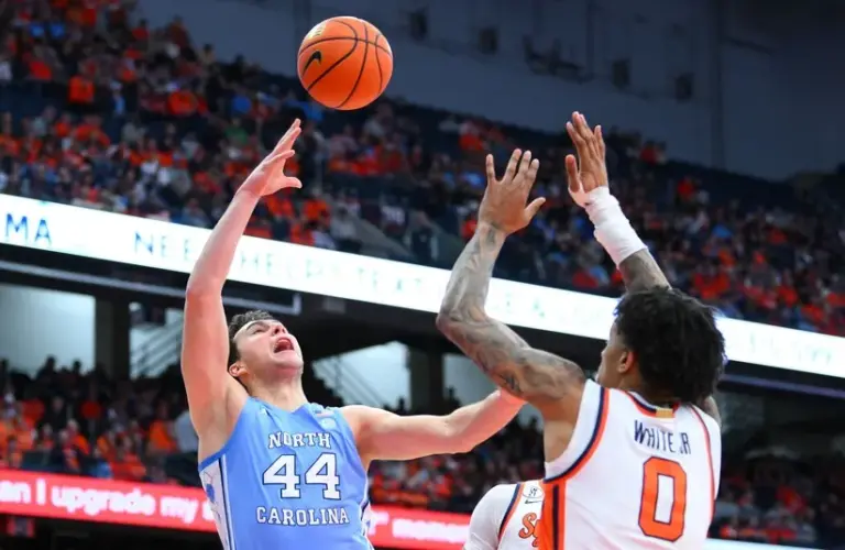 North Carolina Tar Heels guard Luka Bogavac (44) shoots against Syracuse Orange forward Sadiq White Jr. (0)