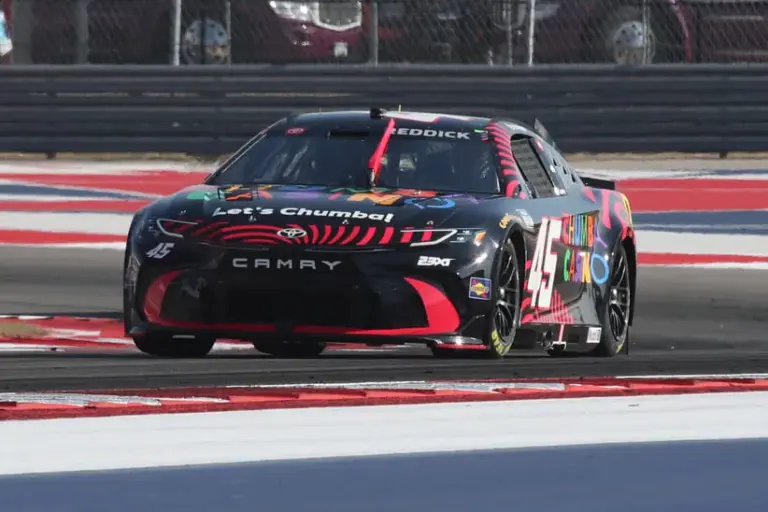 Starting Lineup; Feb 28, 2026; Austin, Texas, USA; NASCAR Cup Series driver Tyler Reddick (45) during practice for the DuraMAX Texas Grand Prix Powered by RelaDyne at Circuit of the Americas.