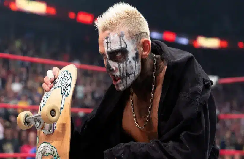 Darby Allin With Skateboard In Hand Waiting For Opponent During An AEW Wrestling Show