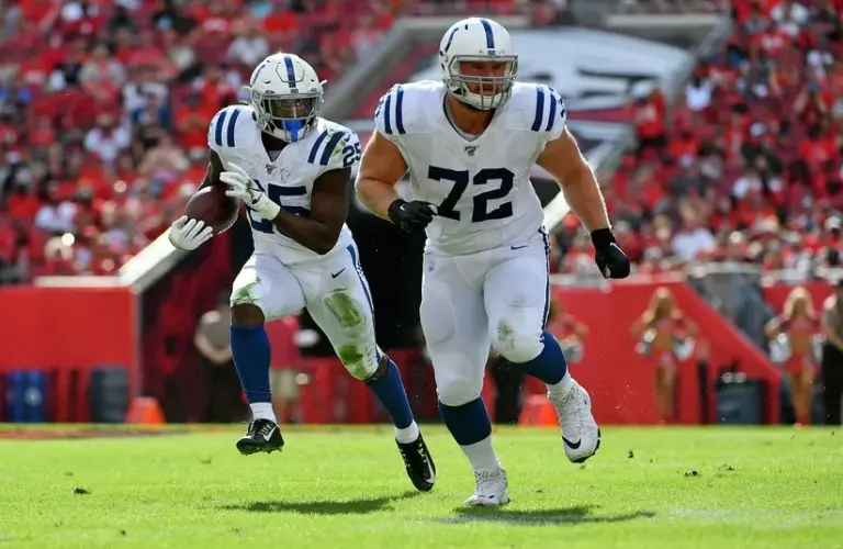 Indianapolis Colts offensive tackle Braden Smith (72) blocks