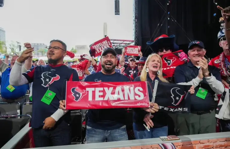 Houston Texans fans during the first round of the 2023 NFL Draft at Union Station.