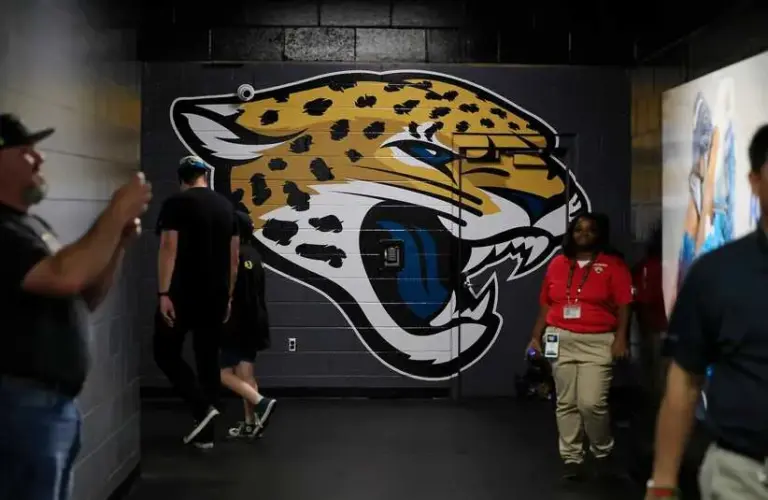 Jacksonville Jaguars Logo On Wall by locker room