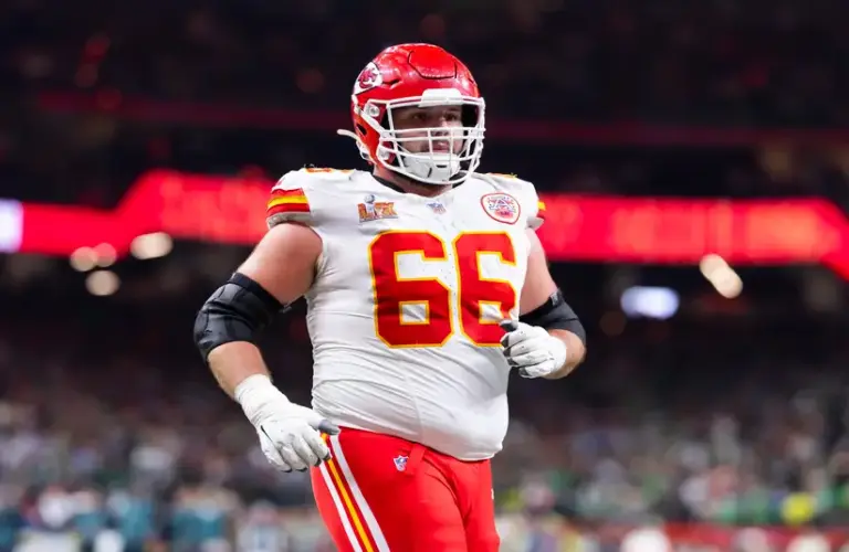 Kansas City Chiefs guard Mike Caliendo (66) against the Philadelphia Eagles in Super Bowl LIX at Caesars Superdome.
