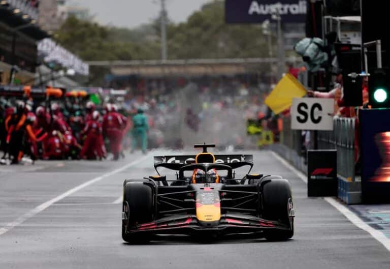 Nov 20, 2025; Las Vegas, NV, USA; Haas F1 Team driver Esteban Ocon (31) drives during practice for the Formula 1 Heineken Silver Las Vegas Grand Prix 2025 at the Las Vegas Strip Circuit.