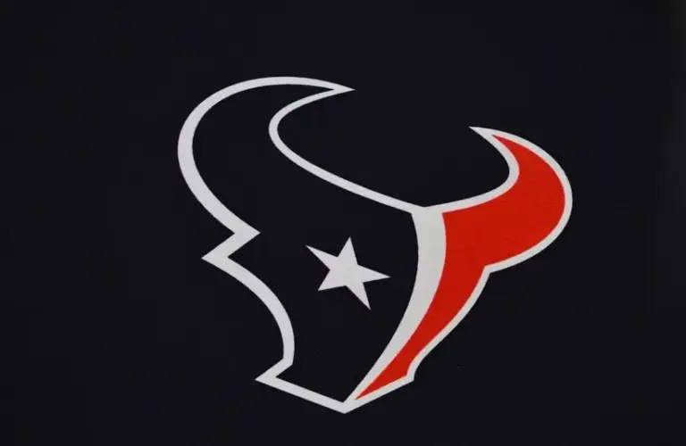 A detail of the Houston Texans logo after minicamp at NRG Stadium.