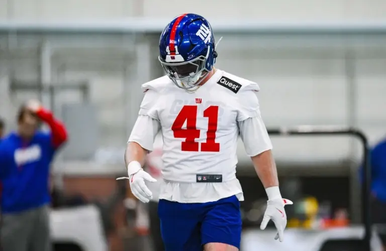 Micah McFadden during Giants training camp last season.