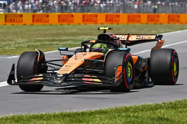 Jun 15, 2025; Montreal, Quebec, Canada; McLaren driver Lando Norris (4) during the F1 Canadian Grand Prix at Circuit Gilles-Villeneuve.