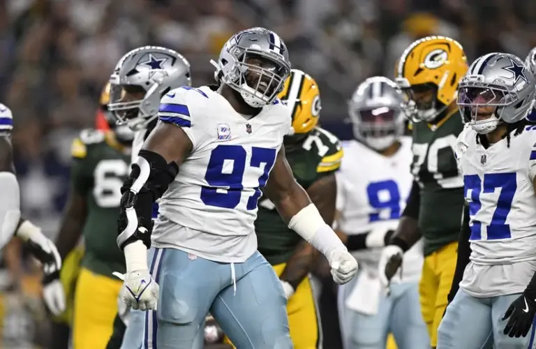 Dallas Cowboys defensive tackle Osa Odighizuwa (97) reacts