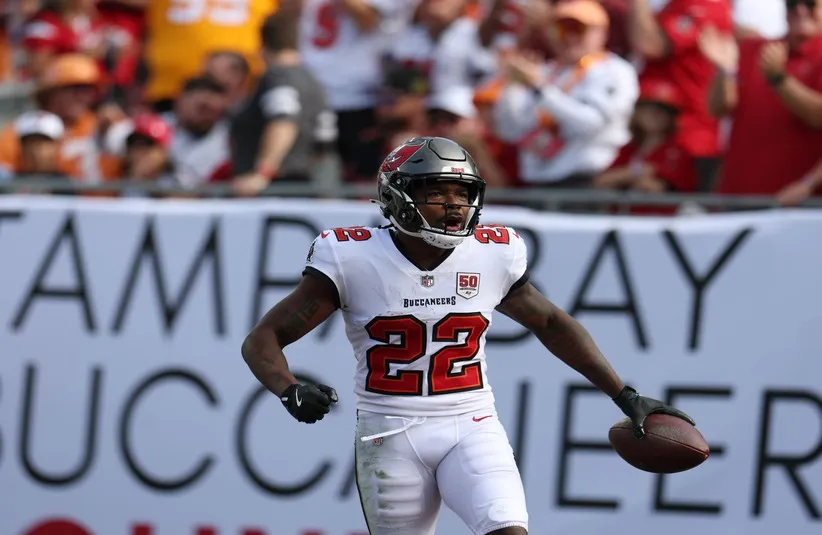Tampa Bay Buccaneers cornerback Kindle Vildor (22) celebrates a touchdown