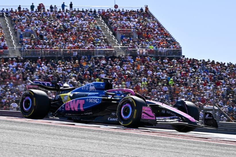 Oct 19, 2025; Austin, TX, USA; BWT Alpine F1 Team driver Pierre Gasly (10) of Team France drives during the 2025 US Grand Prix at Circuit of The Americas in Austin, Texas.