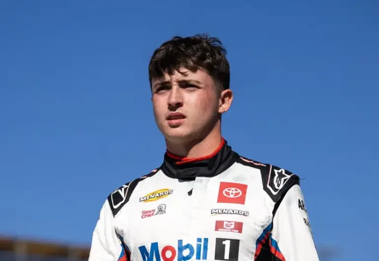 Nov 1, 2025; Avondale, Arizona, USA; ARCA West Series driver Brent Crews (18) during the Desert Diamond Casino 100 at Phoenix Raceway.