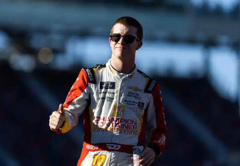 Nov 1, 2025; Avondale, Arizona, USA; NASCAR Xfinity Series driver Daniel Dye (10) during the Xfinity Series Championship race at Phoenix Raceway.