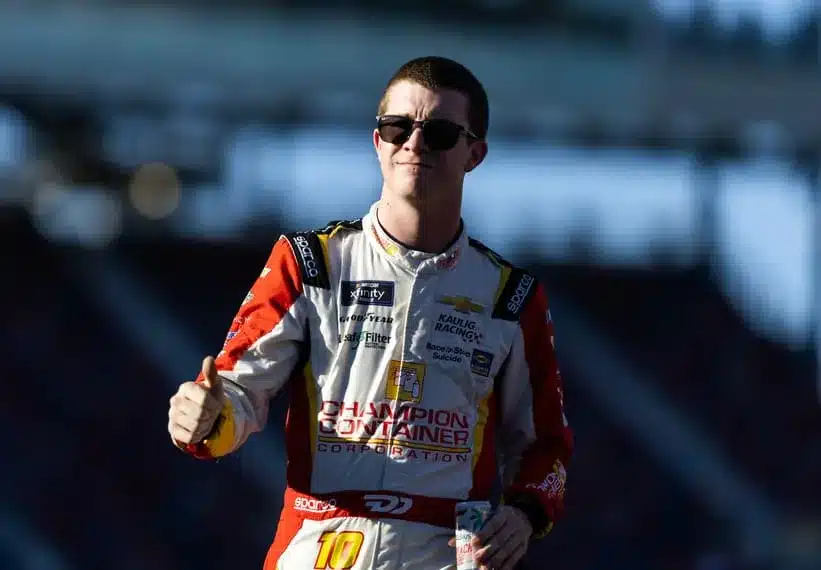 Nov 1, 2025; Avondale, Arizona, USA; NASCAR Xfinity Series driver Daniel Dye (10) during the Xfinity Series Championship race at Phoenix Raceway.