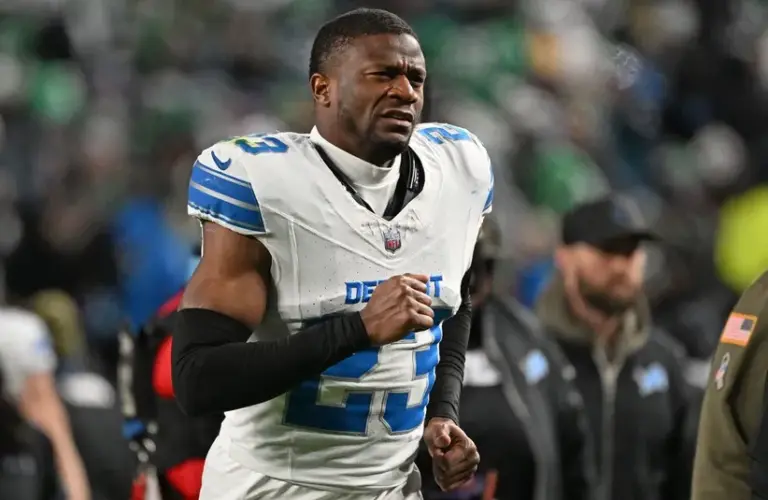 Detroit Lions cornerback Rock Ya-Sin (23) runs off the field