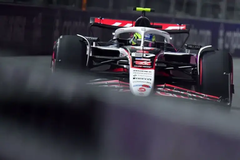 Ferrari; Nov 20, 2025; Las Vegas, NV, USA; Haas F1 Team driver Oliver Bearman (87) during practice for the Las Vegas Grand Prix at Las Vegas Strip Circuit.