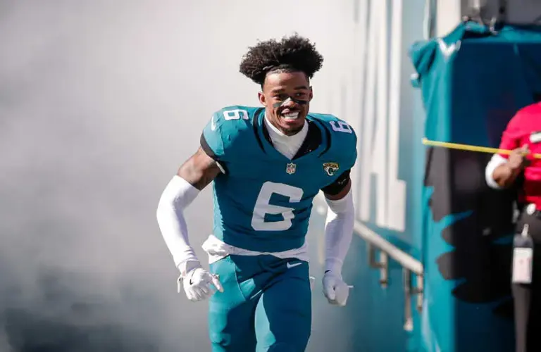 Jacksonville Jaguars cornerback Greg Newsome II (6) is introduced