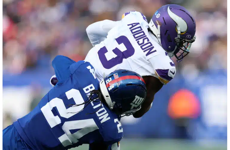 Jordan Addison making a catch against Buffalo
