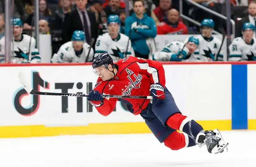 Washington Capitals Defenseman John Carlson Skating during game against San Jose Sharks