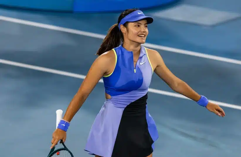 Raducanu reacts to winning a point