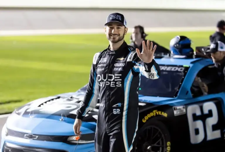 Feb 11, 2026; Daytona Beach, Florida, USA; NASCAR Cup Series driver Anthony Alfredo (62) during qualifying for the Daytona 500 at Daytona International Speedway. Mandatory Credit: Mark J. Rebilas-Imagn Images