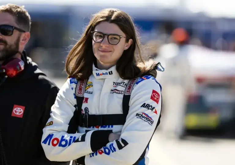 Feb 13, 2026; Daytona Beach, Florida, USA; ARCA Series driver Isabella Robusto during qualifying for the General Tire 200 at Daytona International Speedway.