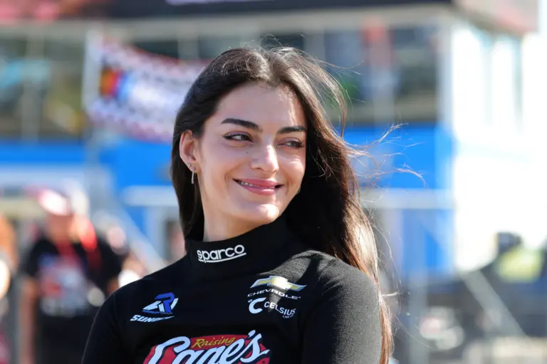 Feb 13, 2026; Daytona Beach, Florida, USA; NASCAR Truck Series driver Toni Breidinger (27) during truck series qualifying at Daytona International Speedway