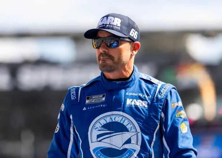Feb 15, 2026; Daytona Beach, Florida, USA; NASCAR Cup Series driver Casey Mears (66) during the 68th running of the Daytona 500 at Daytona International Speedway.