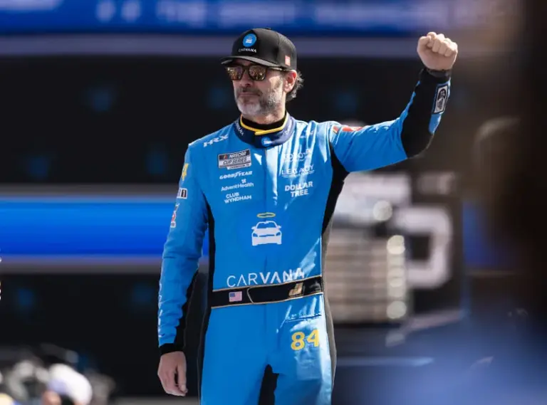 Feb 15, 2026; Daytona Beach, Florida, USA; NASCAR Cup Series driver Jimmie Johnson (84) during the 68th running of the Daytona 500 at Daytona International Speedway. Mandatory Credit: Mark J. Rebilas-Imagn Images